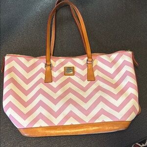 Dooney & Bourke Pink Chevron Tote Bag